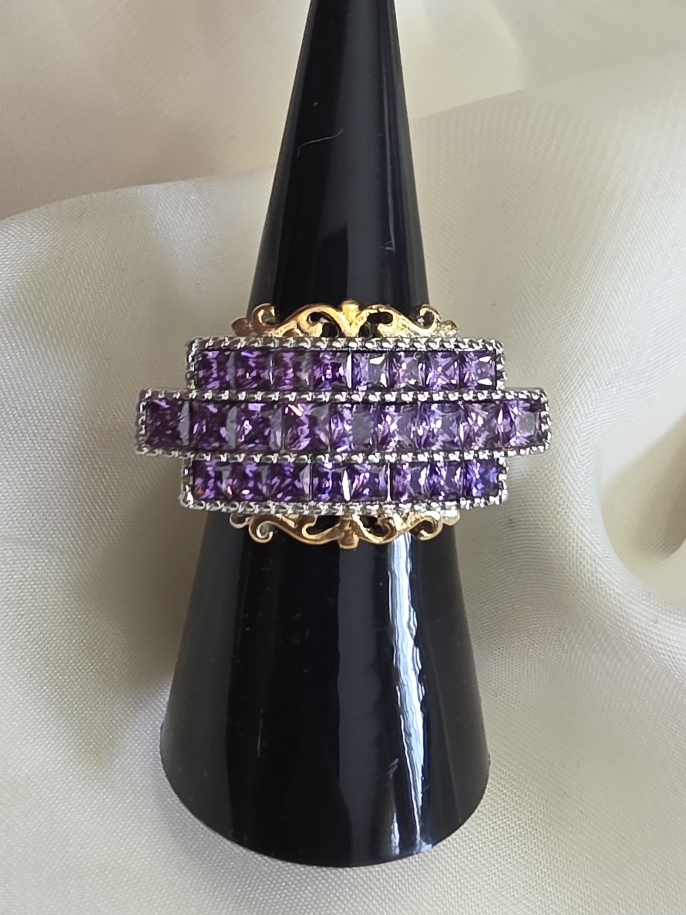 Simulated Purple Diamond CZ ION Plated Stainless Steel Ring